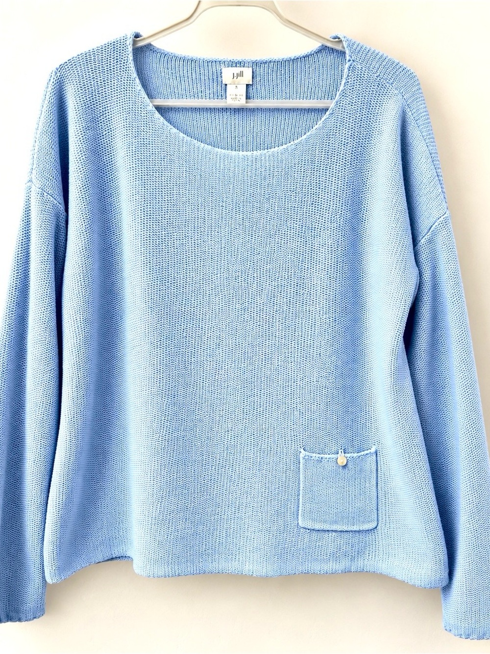 J. Jill Light Blue Scoop Neck  100% Cotton Sweater.